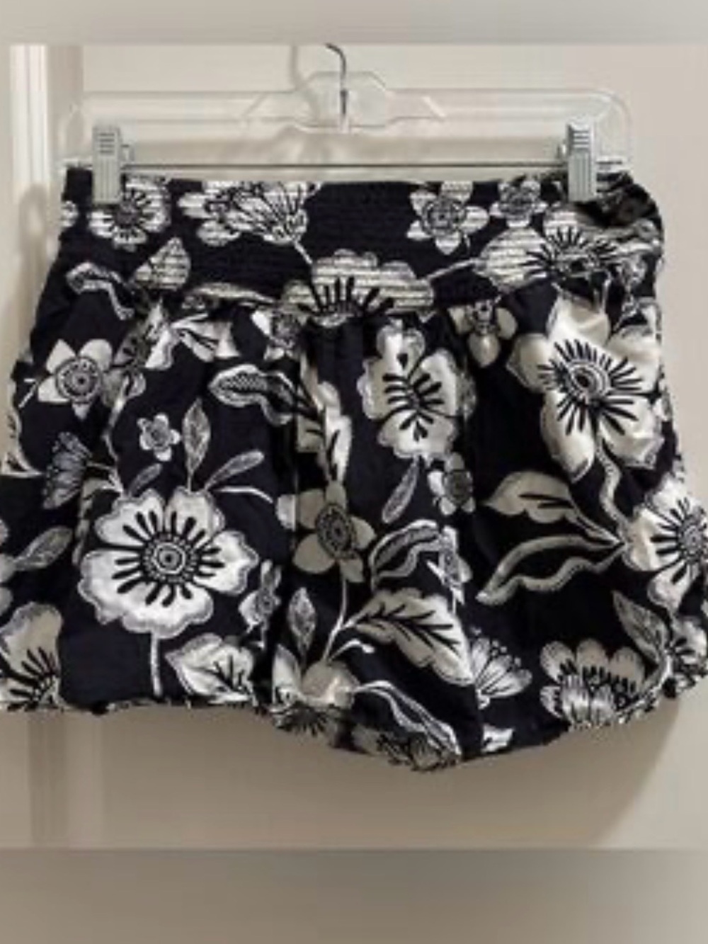 Anthropologie Black & White Floral Bermuda Shorts